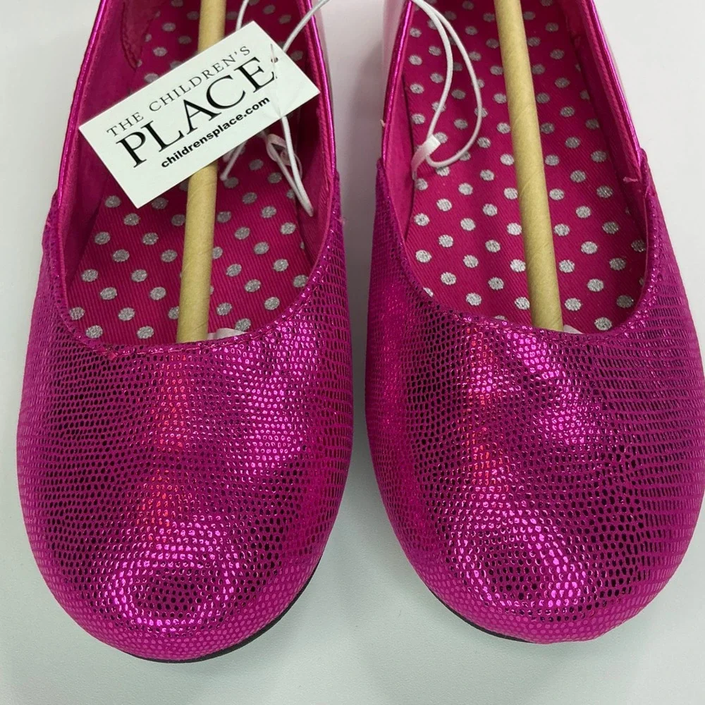 The Children's Place Pink Ballet Flats Youth Size 2 Metallic Fiesta Pink Sparkle